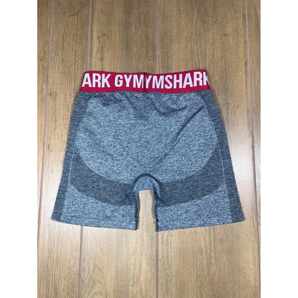 Gymshark Flex Seamless High Waisted Cycling Shorts Grey Marl Red Waistband